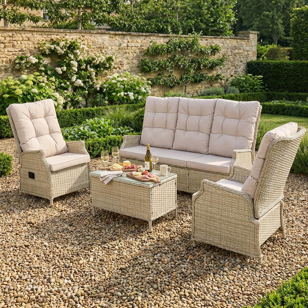 Chilton Reclining Sofa Set Cream Image 4