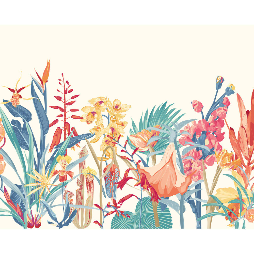 Origin Murals Tropical Foliage Petrol and Coral Wall Mural Medium Image 2