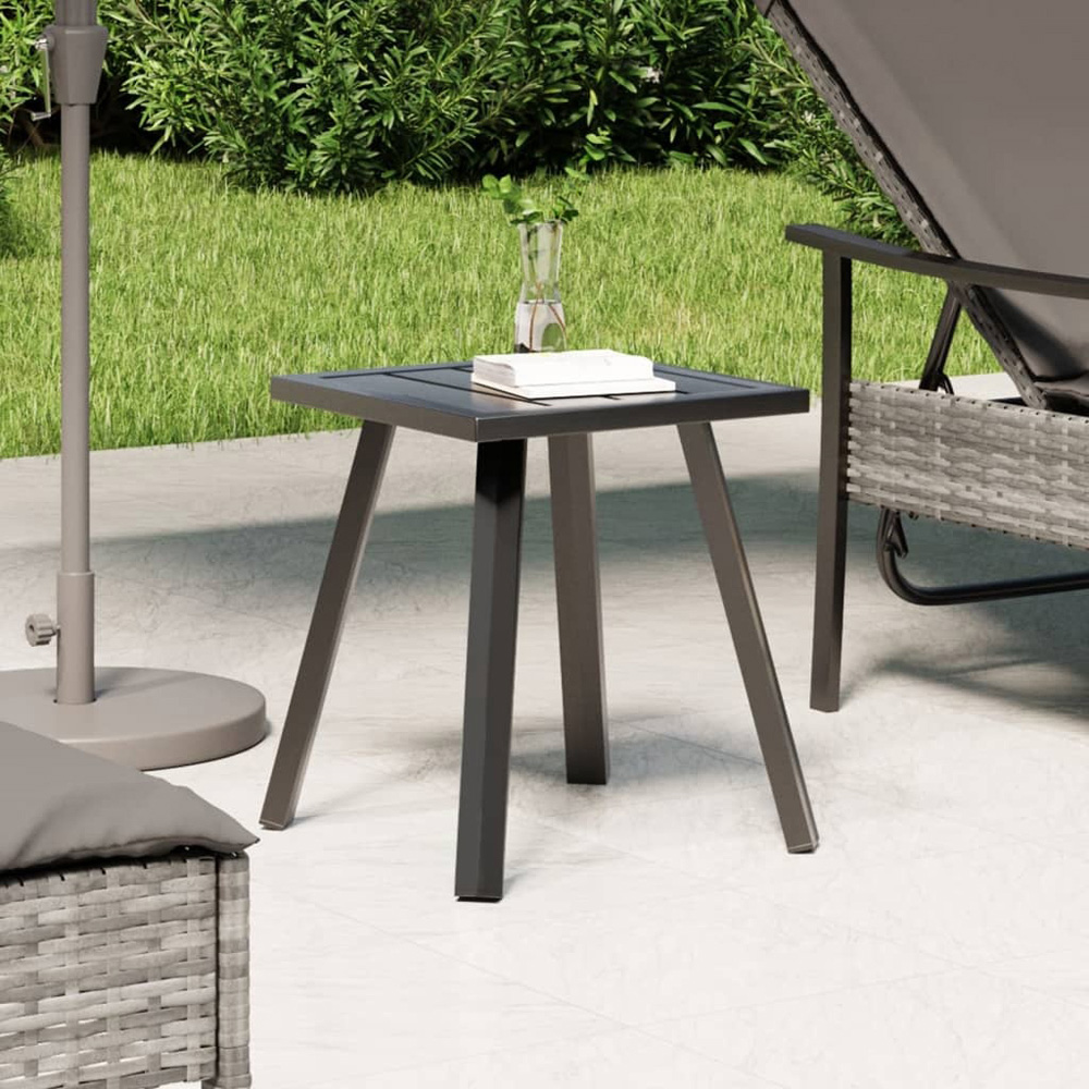 Walplus Anthracite Steel Slatted Garden Side Table Image 7