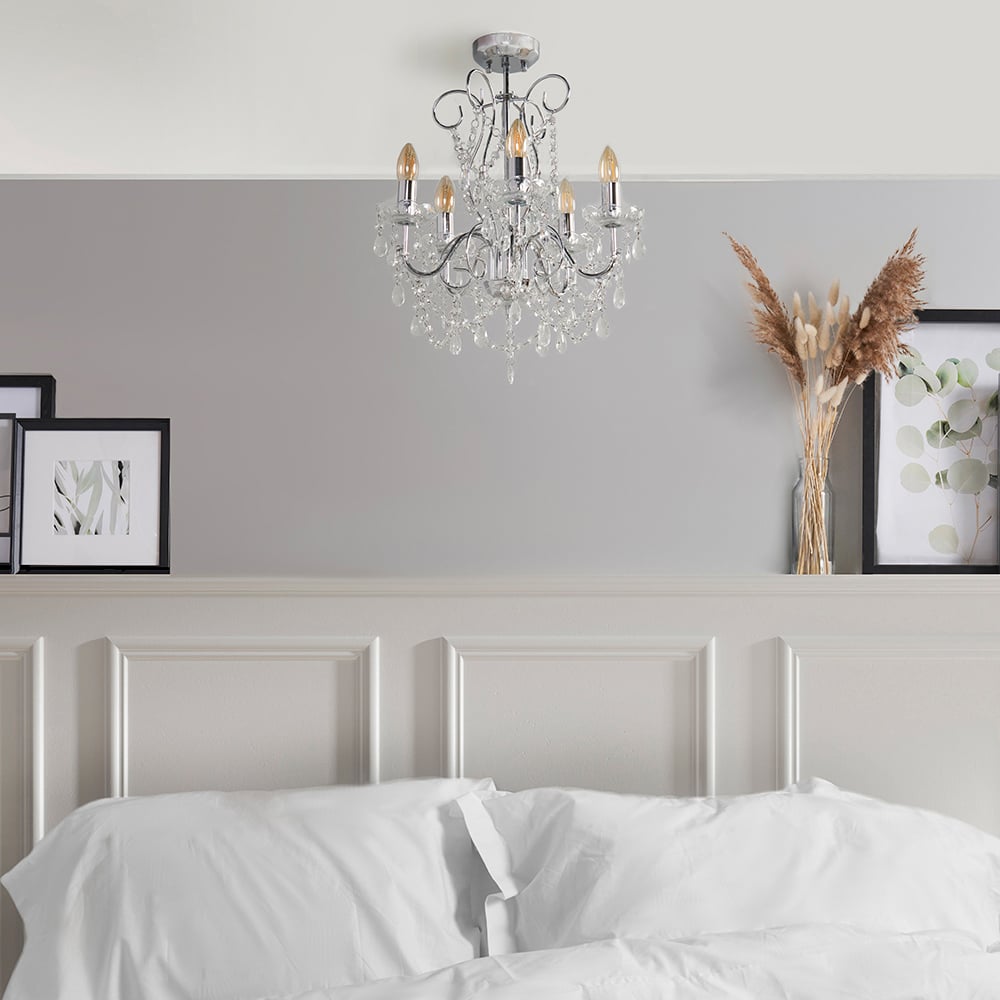ValueLights 5 Way Crystal Droplet Chandelier Image 2