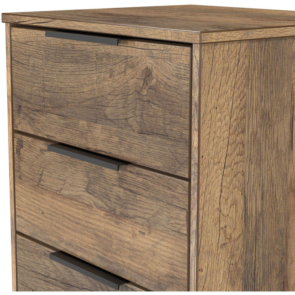 Crowndale Hong Kong 5 Drawer Vintage Oak Tall Bedside Cabinet Ready Assembled Image 5