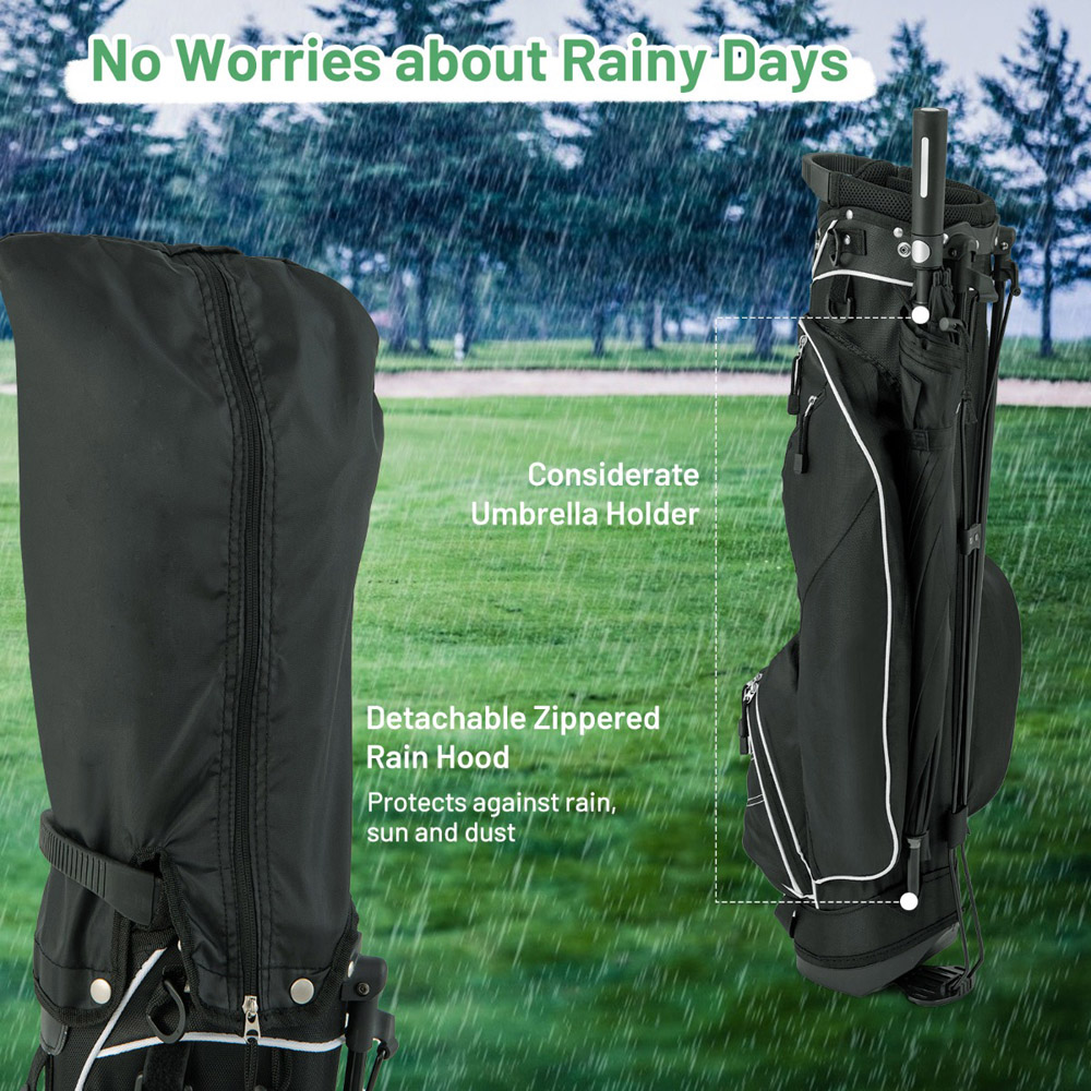 Costway Black Waterproof Golf Stand Bag Image 6