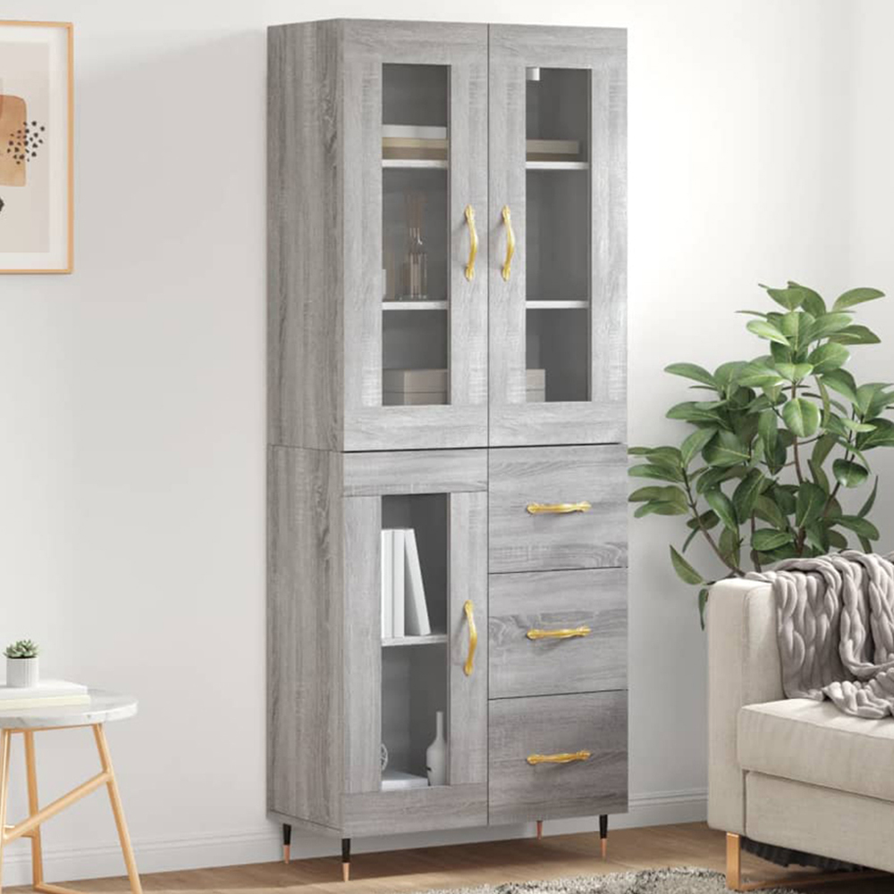 vidaXL 3 Door 3 Drawer Grey Sonoma Highboard Image 1