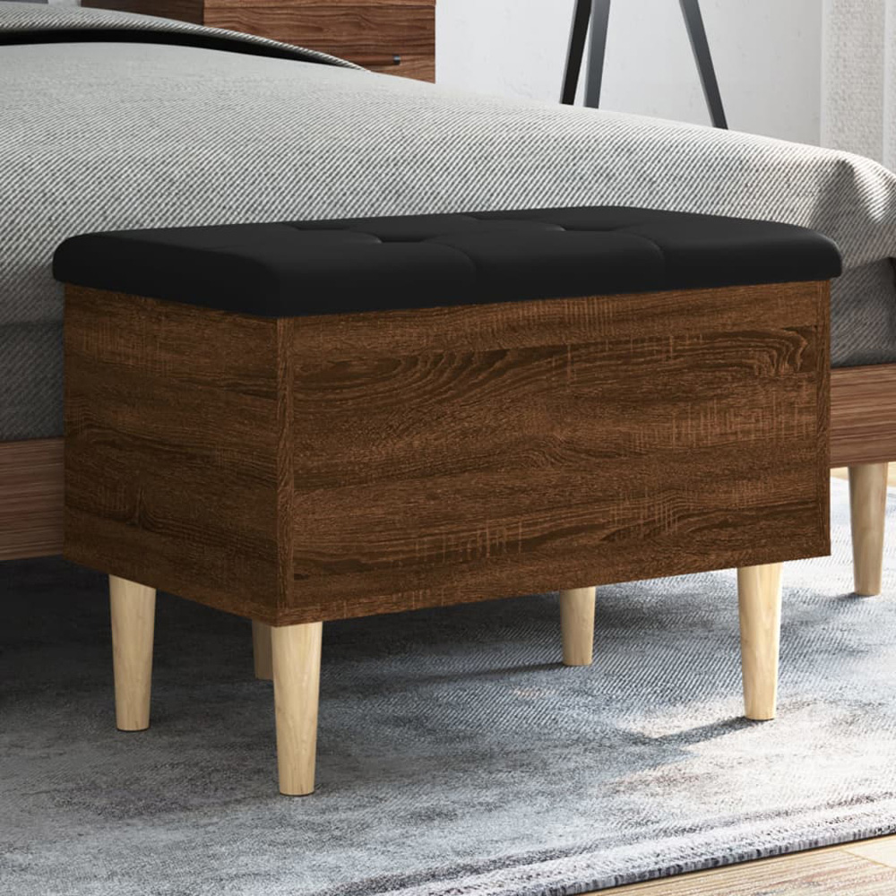 vidaXL Brown Oak Lift-Up Seat Storage Bench Image 1