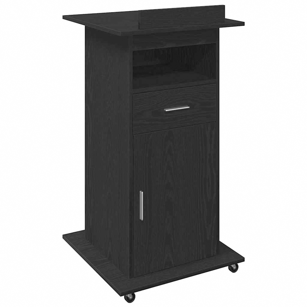 vidaXL Single Door Single Drawer Single Shelf Black Office Podium Image 2