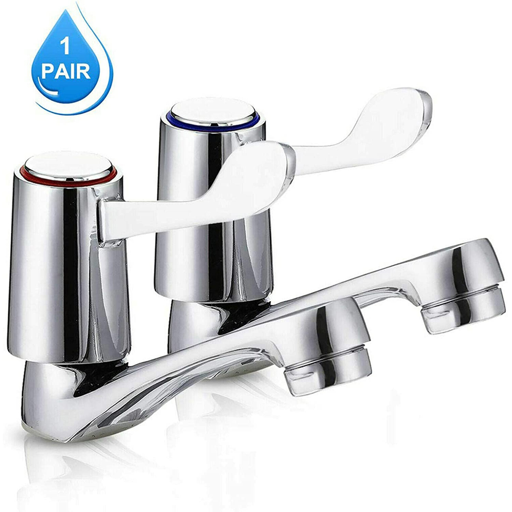 ATEK Chrome Hot and Cold Basin Sink Pillar Tap 1/2 inch 2 Pack Image 5