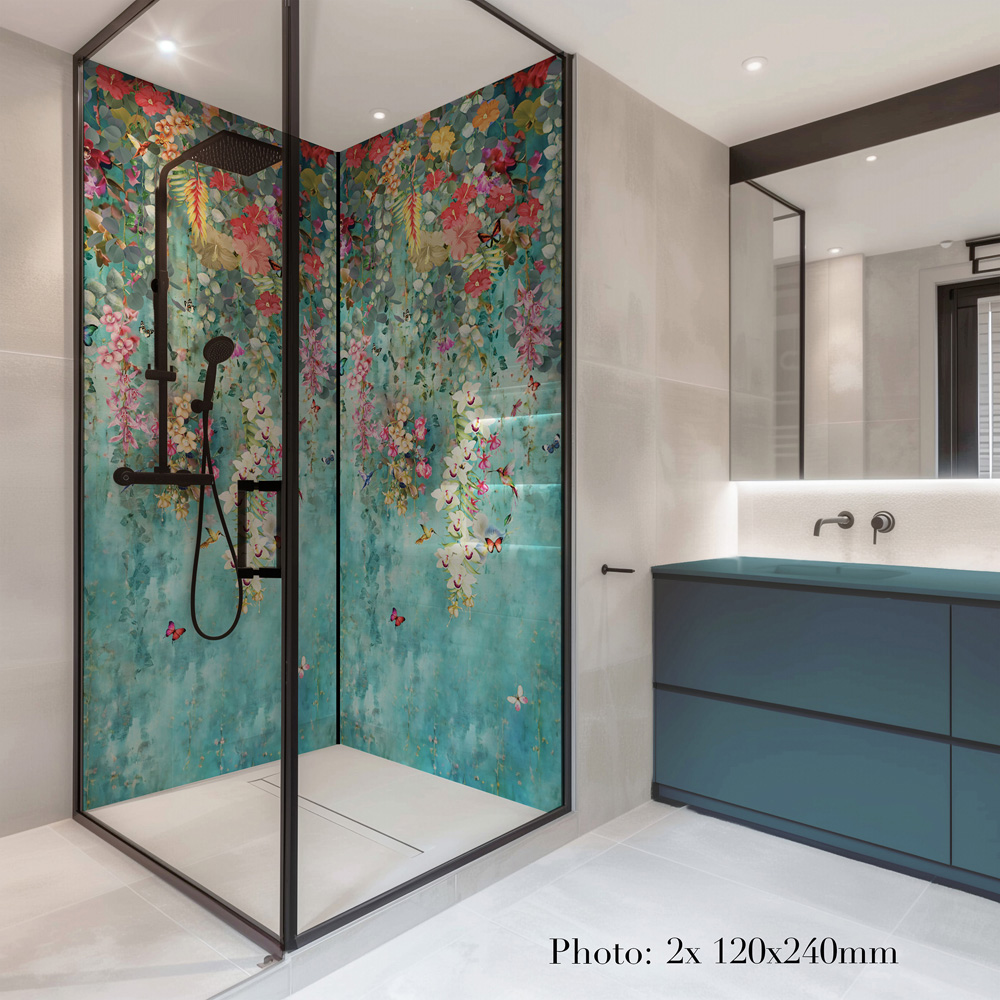 Splashbax Premium Artisan Botanical Cascade Acrylic Bathroom Wall Panel 2400 x 1200mm Image 3