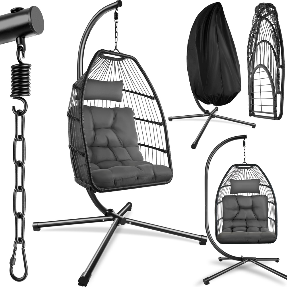tectake Ariane Dark Grey Egg Chair with Thick Cushions and Protective Cover Image 2