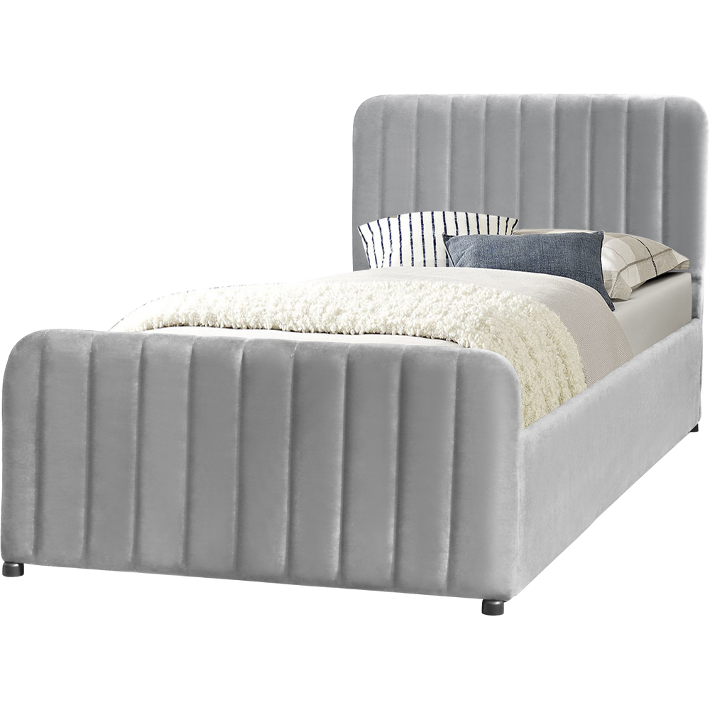 Comfy Living Single Light Grey Brushed Velvet Gas Lift Ottoman Bedframe Image 2