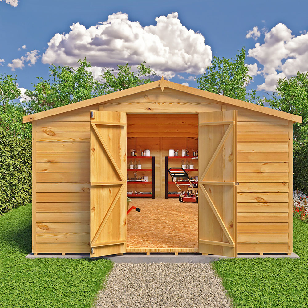 Shire 10 x 20ft Double Door Dip Treated Overlap Apex Shed Image 4