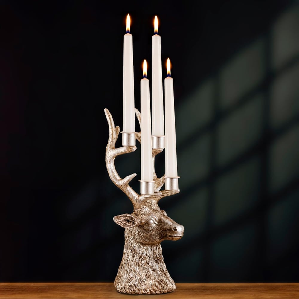 Marco Paul Silver Stag Reindeer Taper Candle Holder Image 2