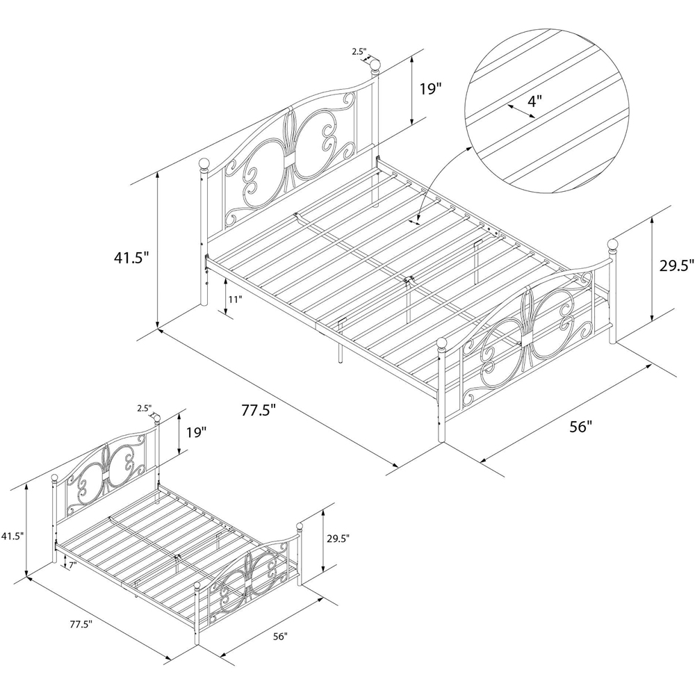Dorel Bombay Double White Metal Bed Frame Image 7
