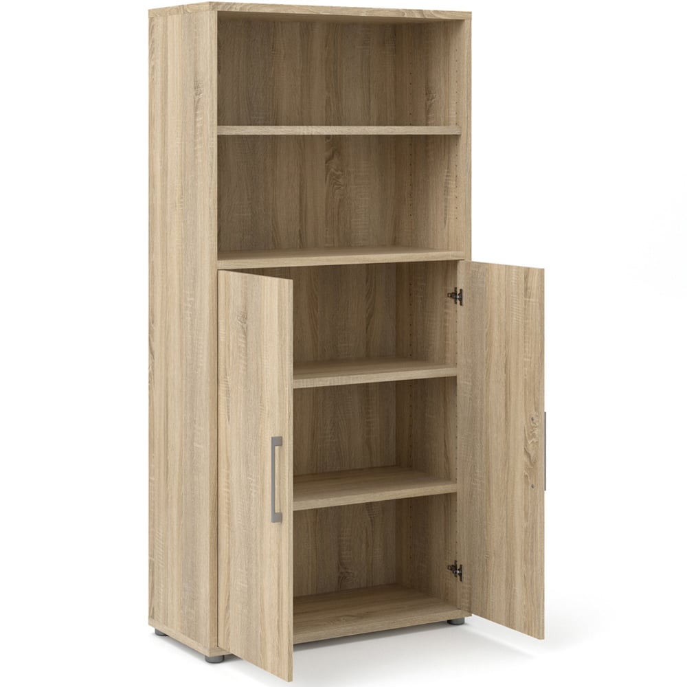Florence 2 Door 3 Shelf Oak Bookcase Image 5