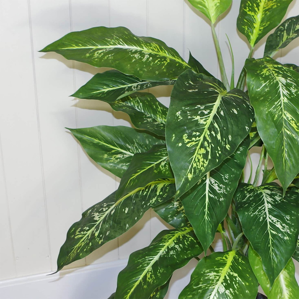 Leaf Fox Aglaonema Artificial Plant Pot with Silver Metal Planter 100cm Image 6