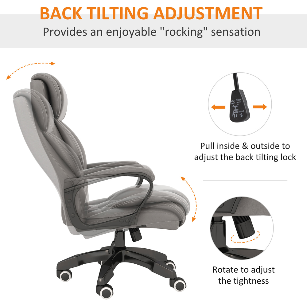 Portland Grey Vibration Massage High Back Executive Office Chair Image 7