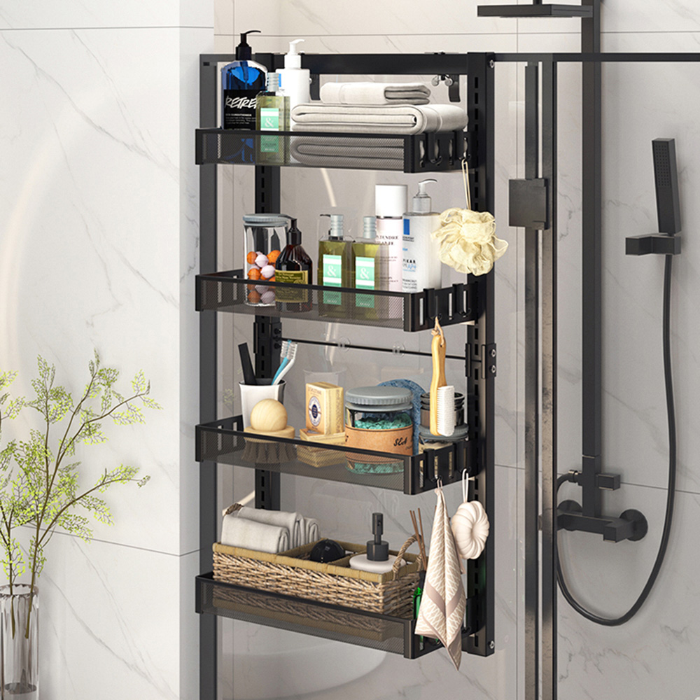 Living and Home Black 4 Tier Over the Door Shower Caddy Shelf Image 3