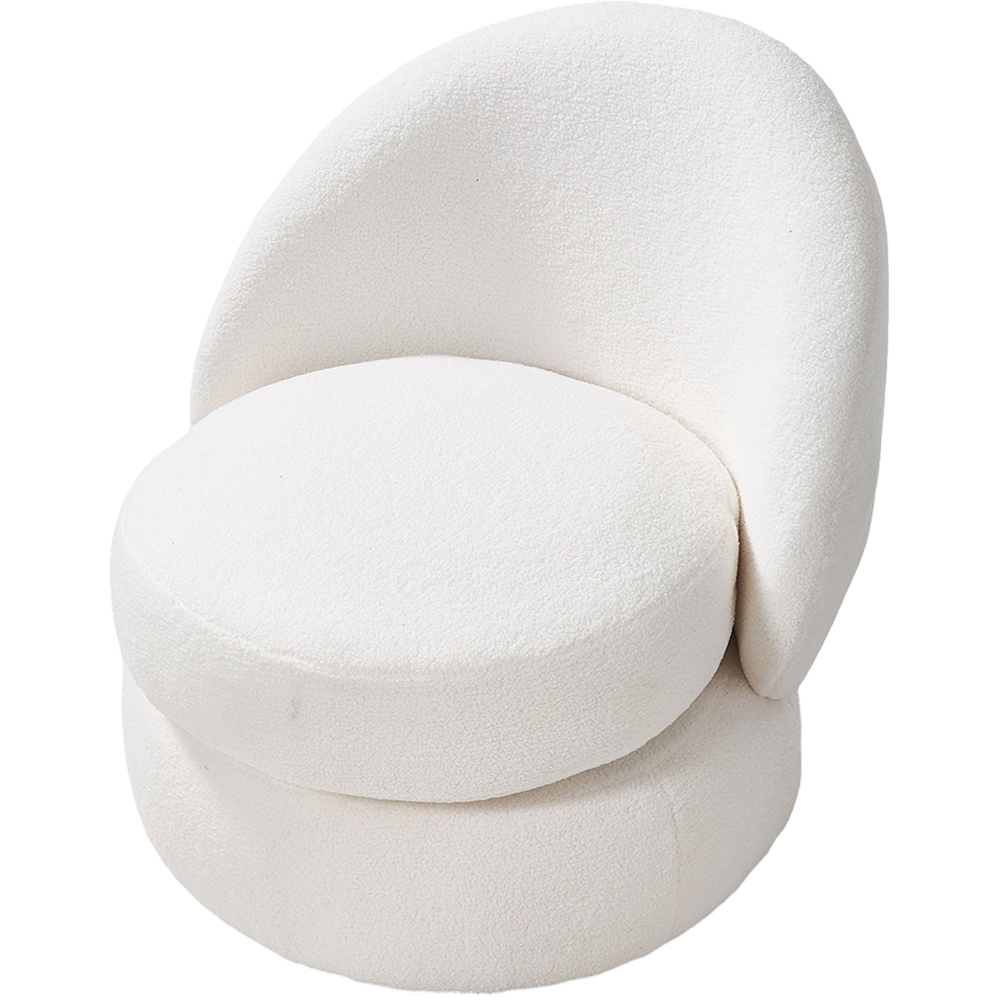 Living and Home White Sherpa Fleece Rounded Design Padded Swivel Accent Chair Image 2