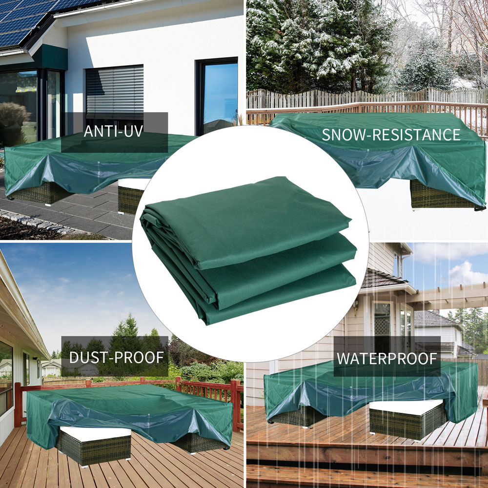 Outsunny Green Oxford Rectangular Rattan Furniture Cover 222 x 155 x 67cm Image 4