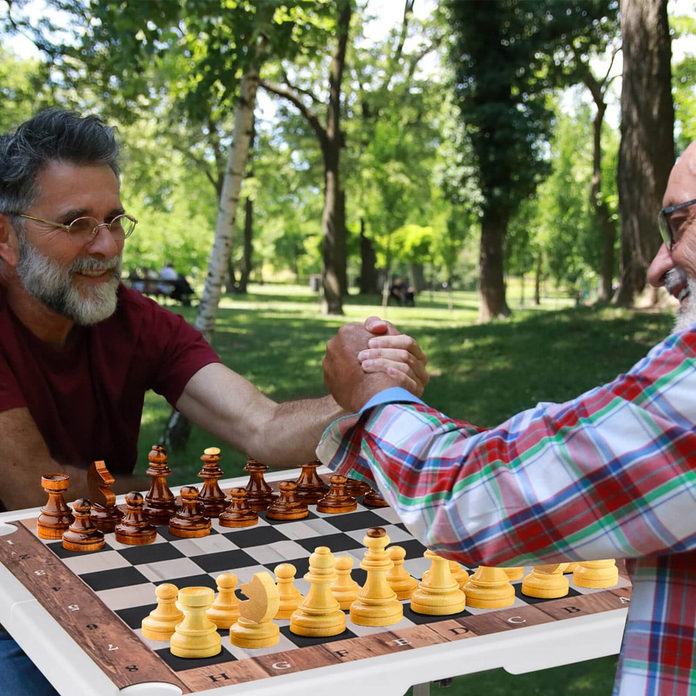 Costway Folding Chess Table with Removable Table Mat Image 3