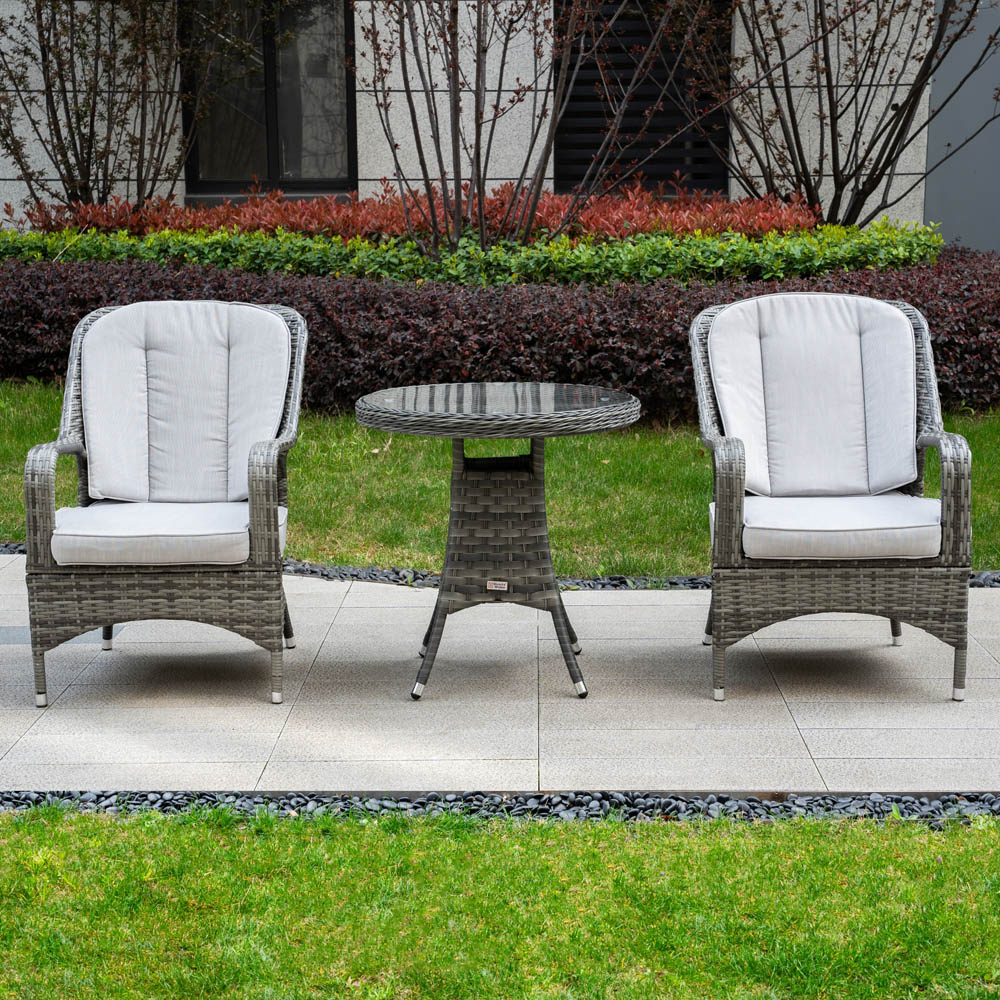 Direct Wicker 2 Seater Grey Garden Aluminium Rattan Bistro Set Image 3