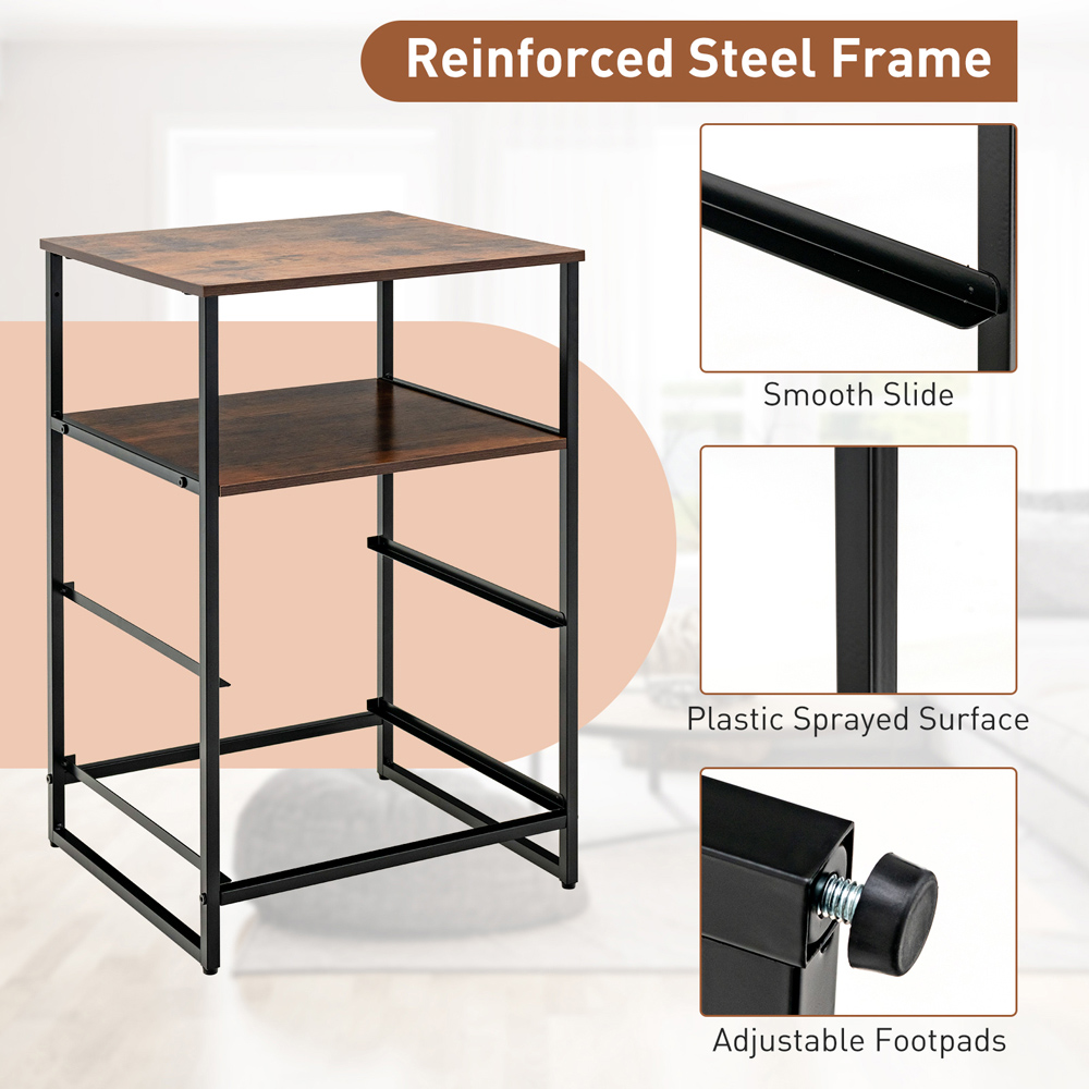 Costway 2 Drawer Single Shelf Rustic Brown Storage Unit Image 8