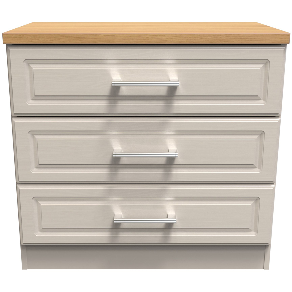 Crowndale Kent 3 Drawer Kashmir Ash and Modern Oak Chest of Drawers Ready Assembled Image 2