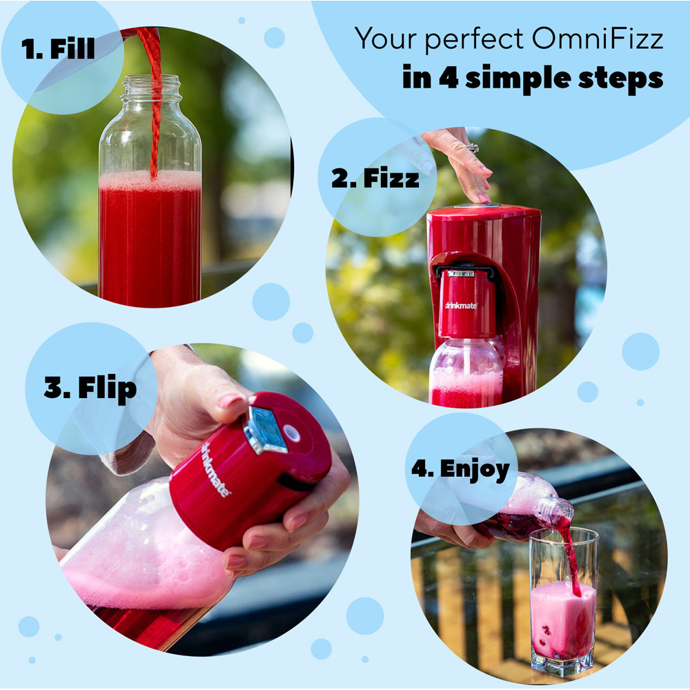 Drinkmate OmniFizz 410-08-14Zx2 Arctic Blue Soda Maker with 2 CO2 Cylinders Image 5