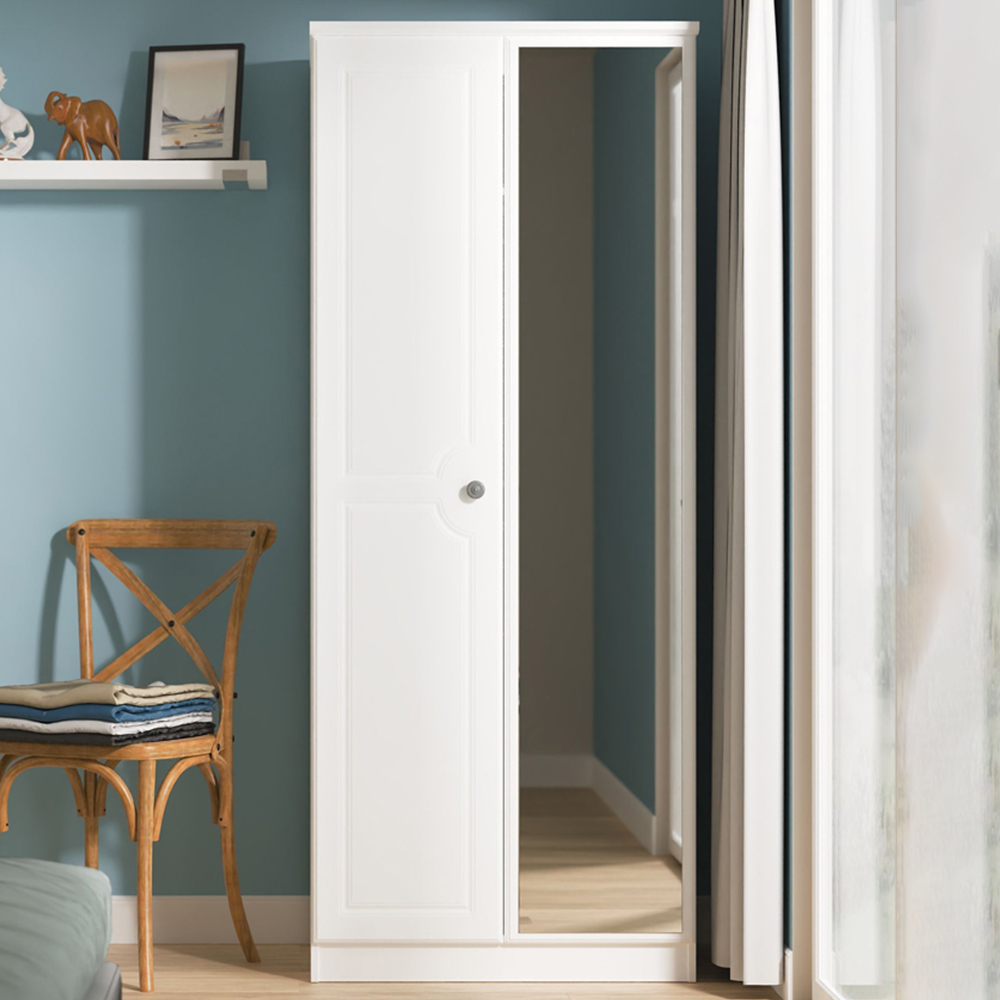Crowndale Pembroke 2 Door Matt White Mirror Wardrobe Ready Assembled Image 1