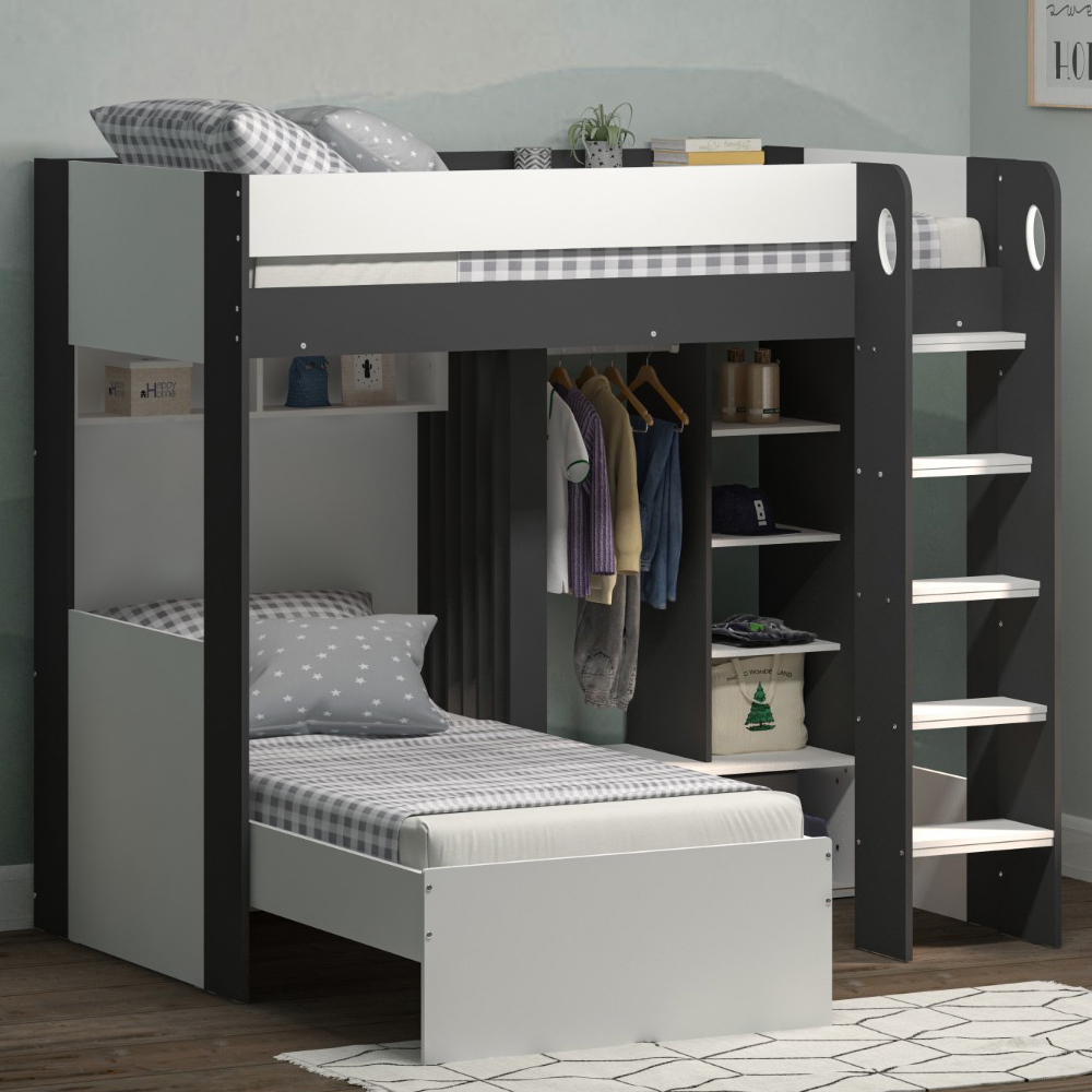 Flair Hampton White and Grey Wooden Bunk Bed Image 1