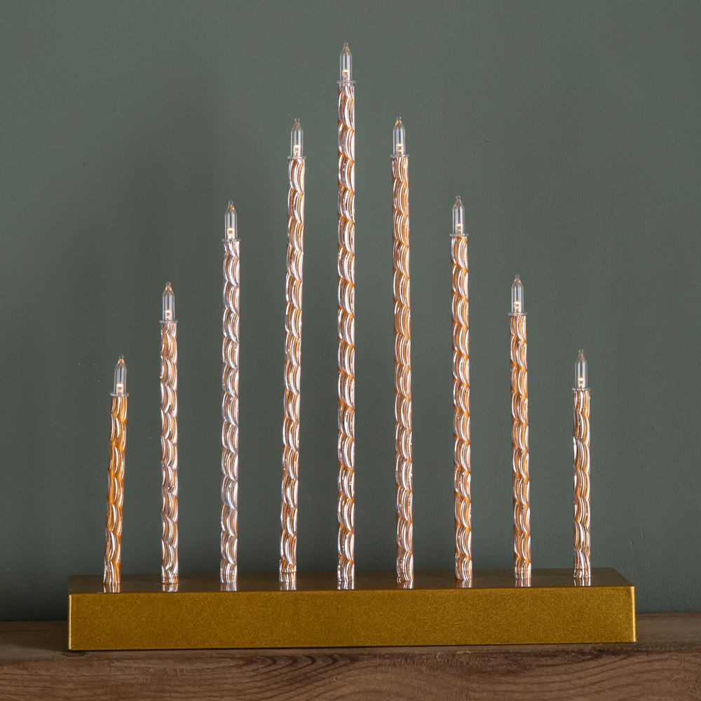Samuel Alexander 9 Warm White LED Gold Light Up Christmas Candle Bridge 26cm Image 3