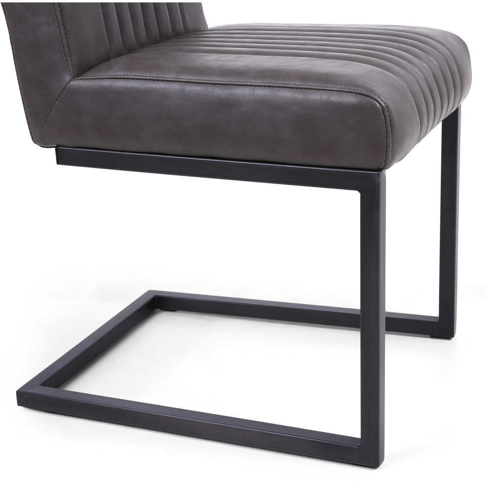 Archer Set of 2 Grey Leather Effect Dining Chair Image 4