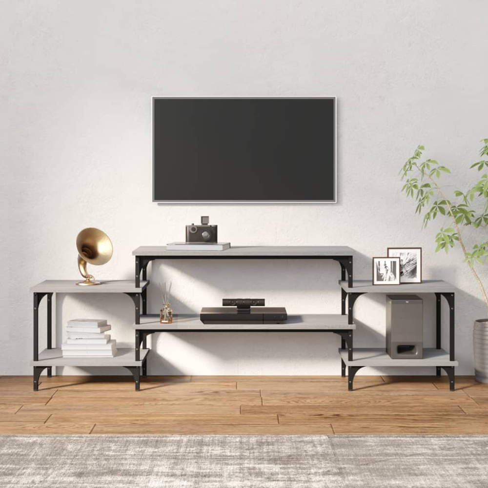 vidaXL 5 Shelf Concrete Grey TV Cabinet Image 7