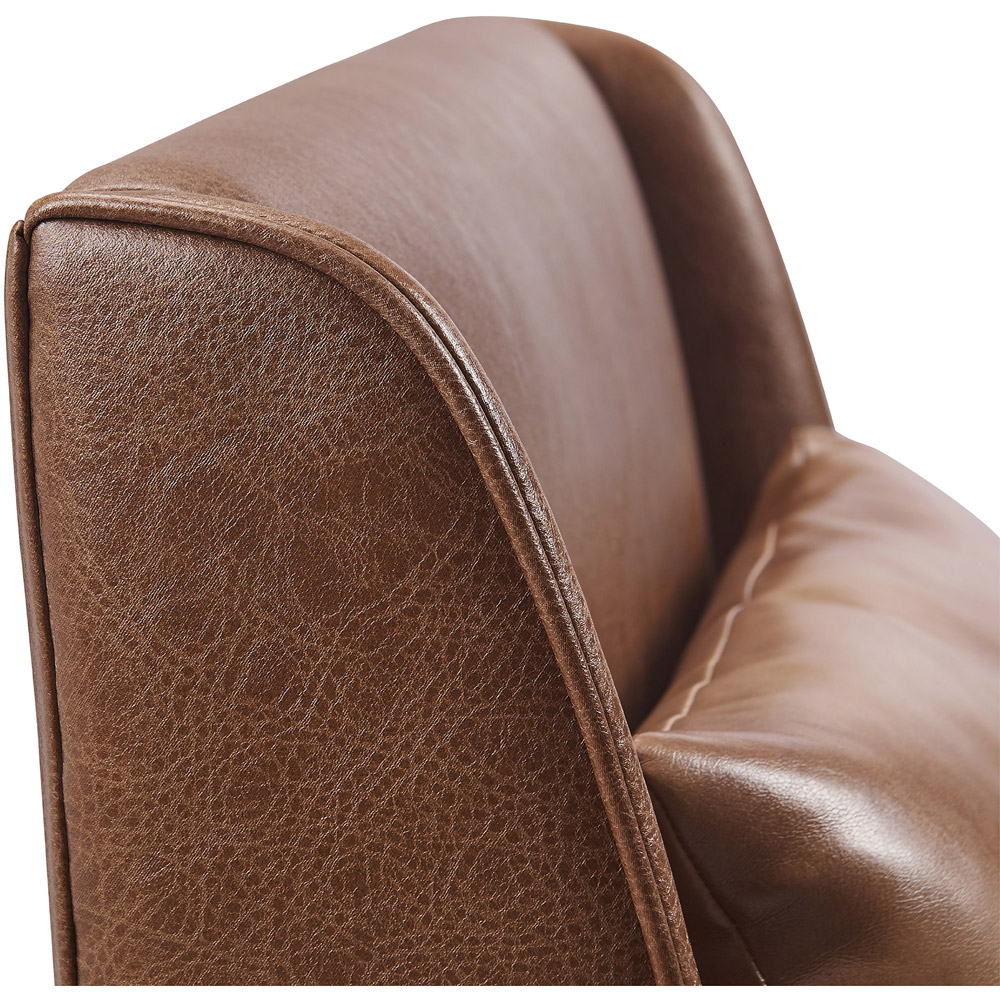 Teamson Home Marc Brown Leather Lounge Chair with Pillow Back Support Image 4