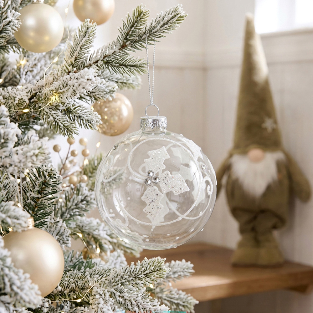 Winter Holly Bauble White Image 2