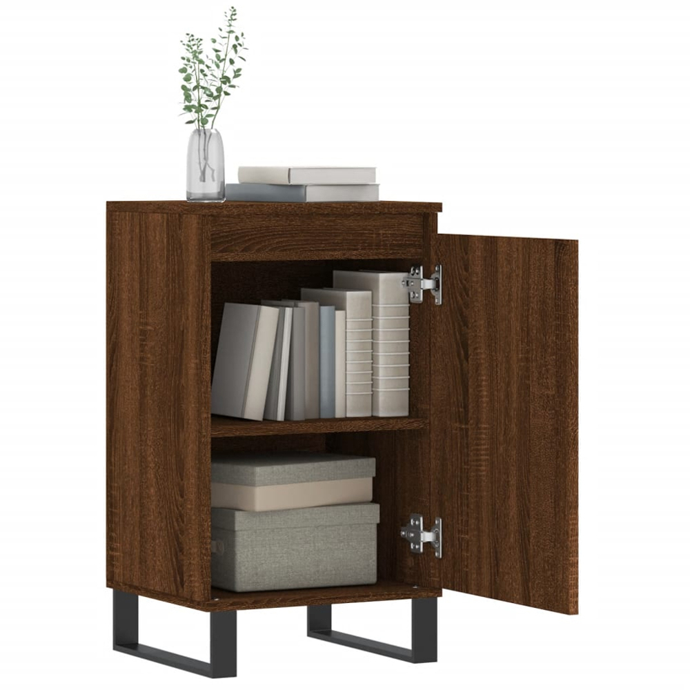 vidaXL Single Door Brown Oak Sideboard Set of 2 Image 4