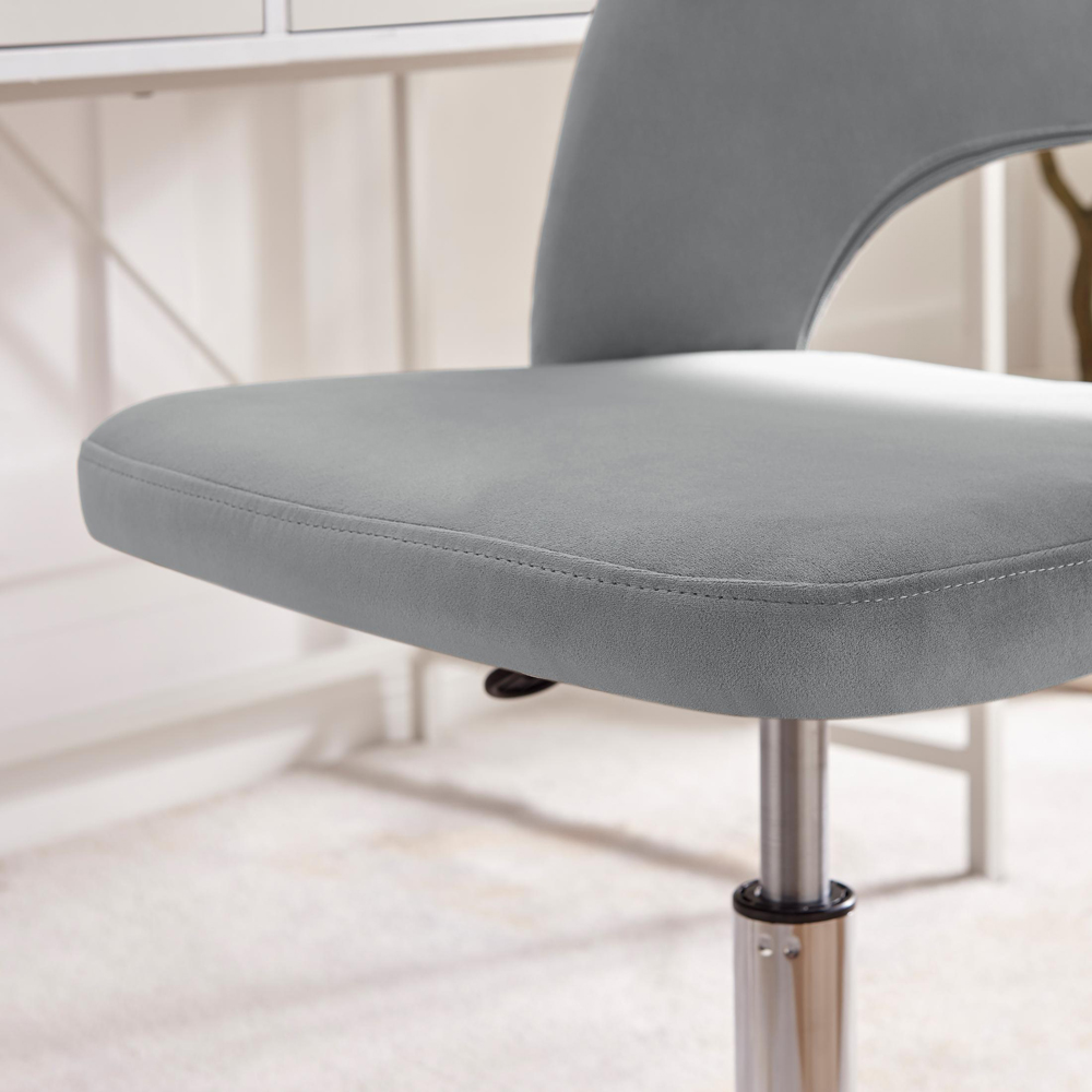 Furniturebox Courtez Grey Velvet and Silver Office Chair Image 5