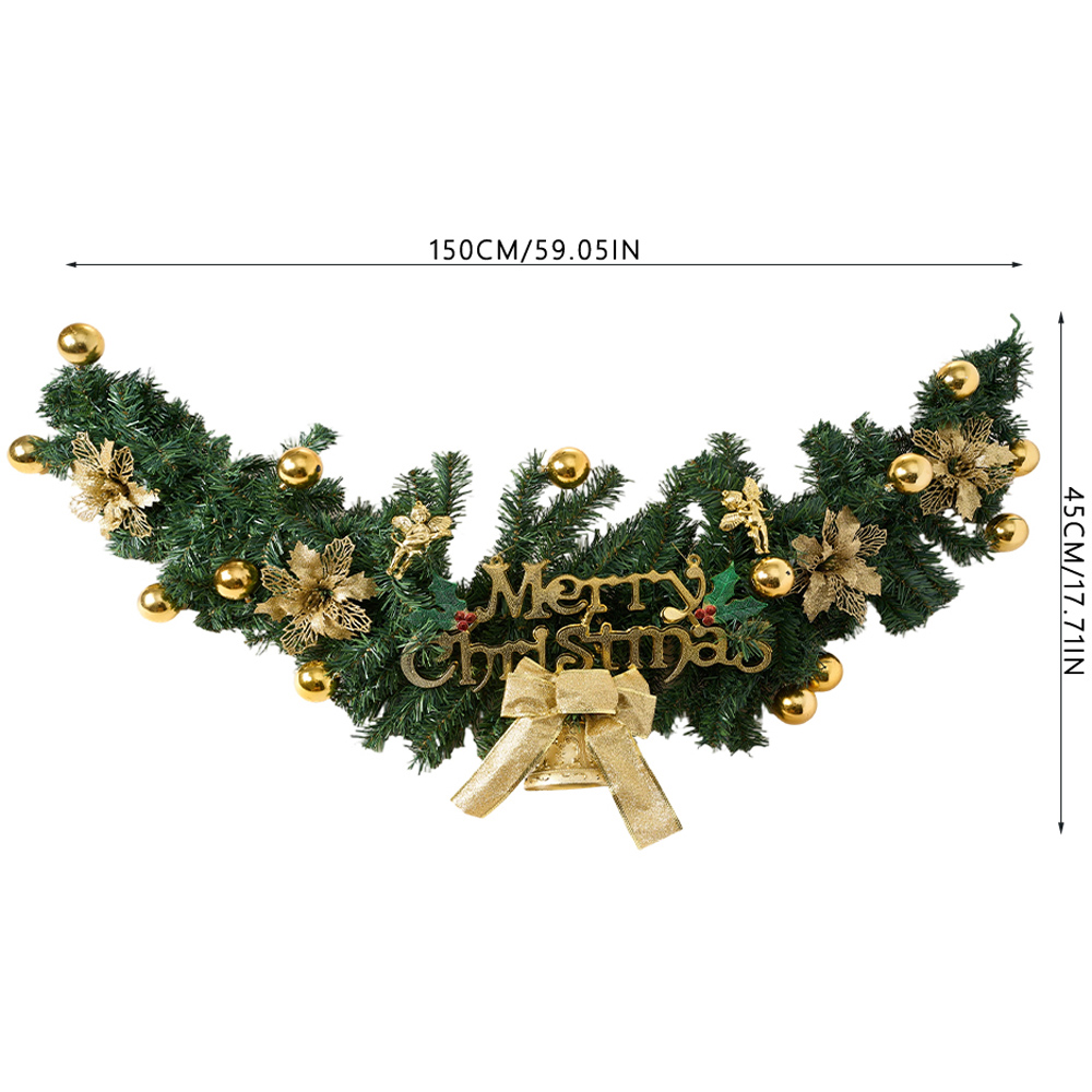 Living and Home Festive Christmas Wreath with Gold Ornaments Flowers and Pinecone Image 8