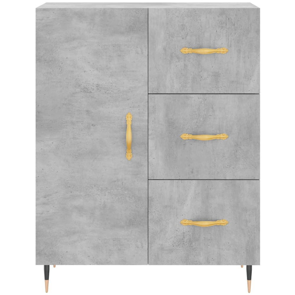 vidaXL Single Door 3 Drawer 3 Shelf Concrete Grey Tall Highboard Image 8