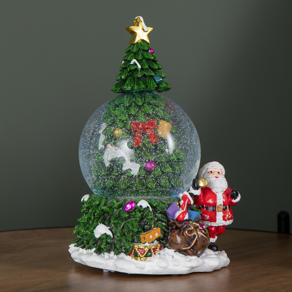 Samuel Alexander Light Up Musical Tree and Santa Spin Snow Globe Christmas Decoration 10cm Image 3