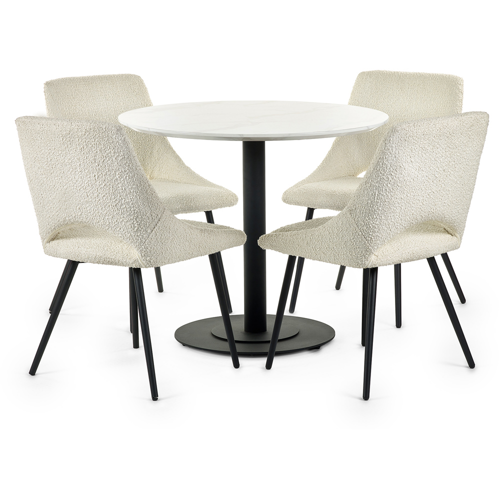 Julian Bowen Luca 4 Seater Round Table White and Black Image 5