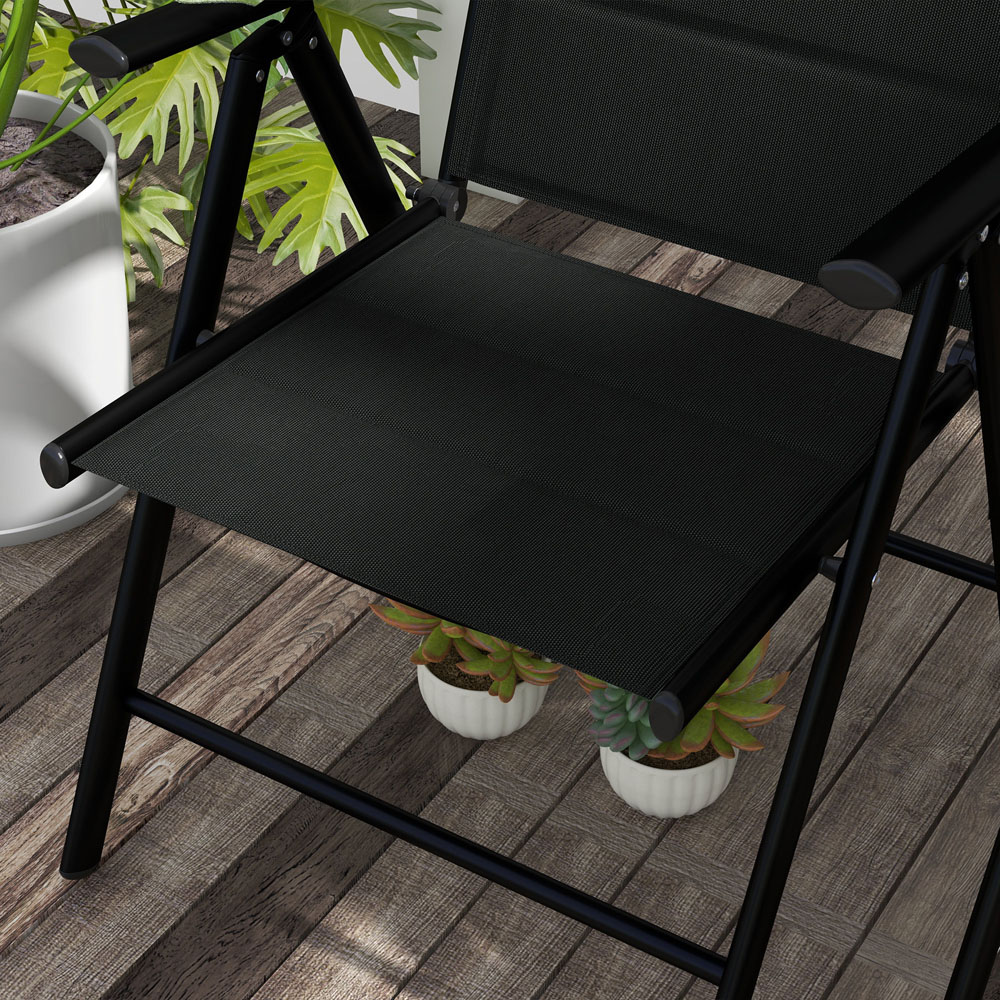 Outsunny Set of 2 Black Folding Chairs with Adjustable Back Image 3