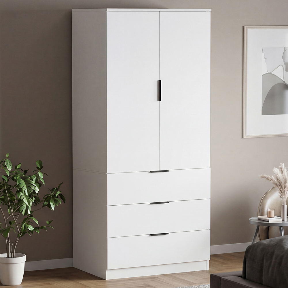 VIDA DESIGNS Trega 2 Door 3 Drawer White Wardrobe Image 1