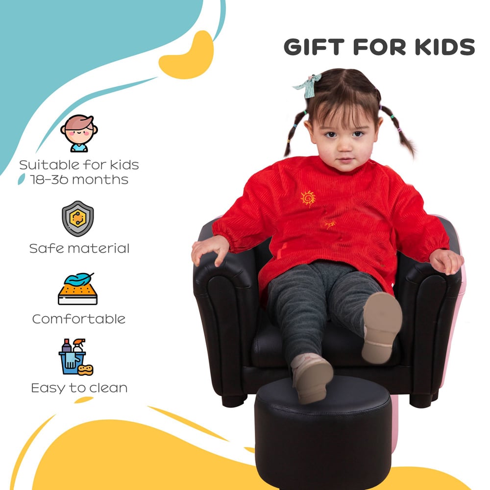 Tommy Toys Black Kids Armchair and Stool Set Image 6