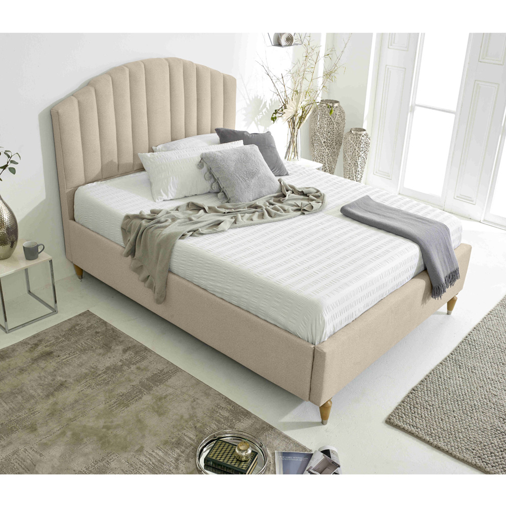 Eleganza Henrik Super King Size Pearl Arlington Fabric Bed Frame with Curved Headboard Image 7