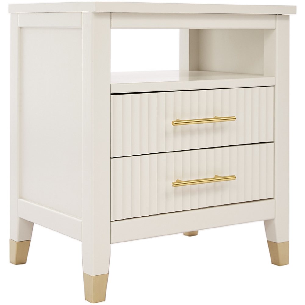 Biasi 2 Drawers Single Shelf White Bedside Table Image 2