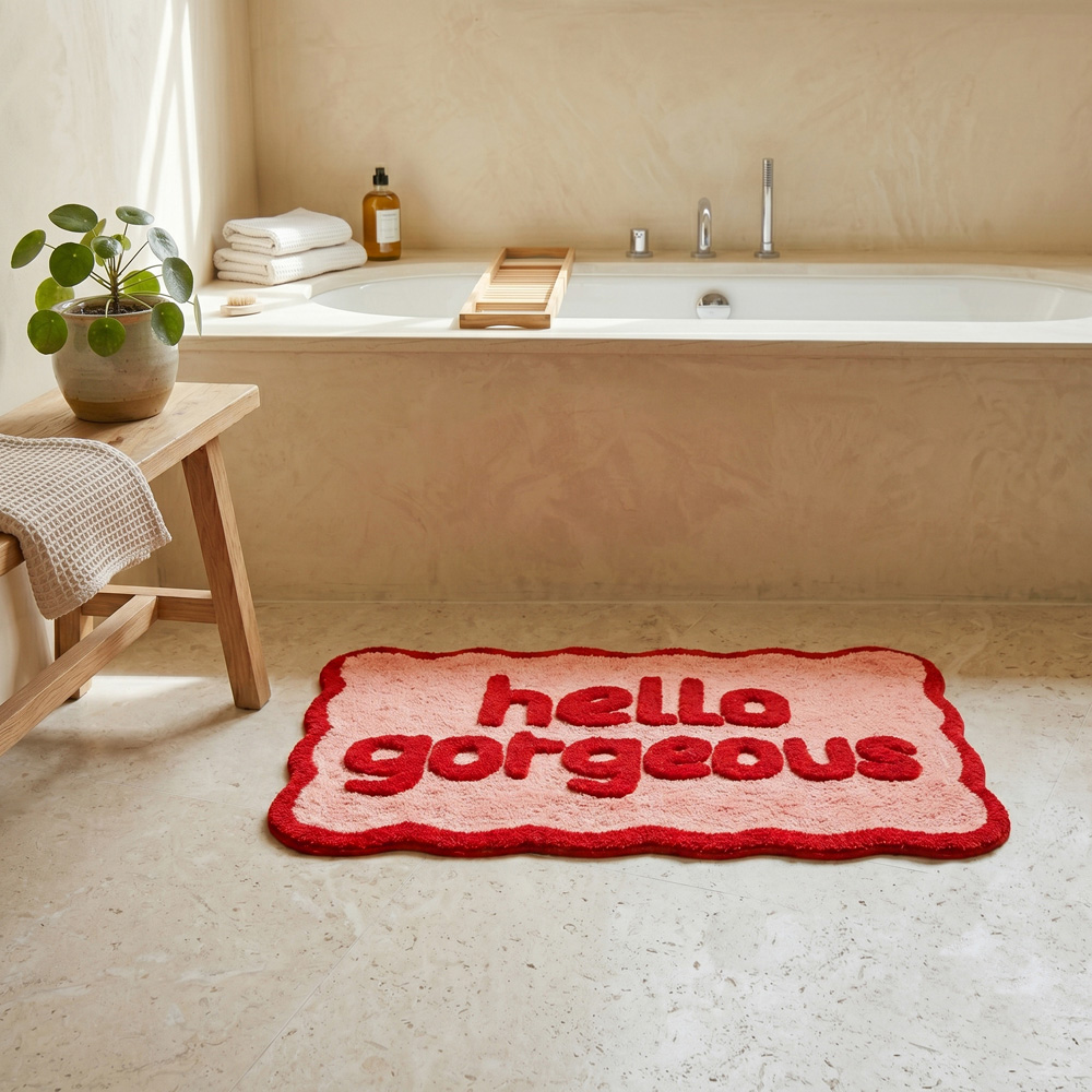 Allure Bath Fashions Hello Gorgeous Slogan Scalloped Non-Slip Bath Mat 50 x 80cm Image 7