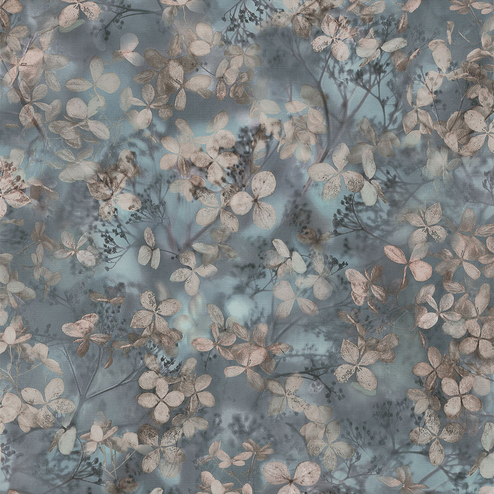 Erismann Textured Flower Blossom Blue Wallpaper Image 1