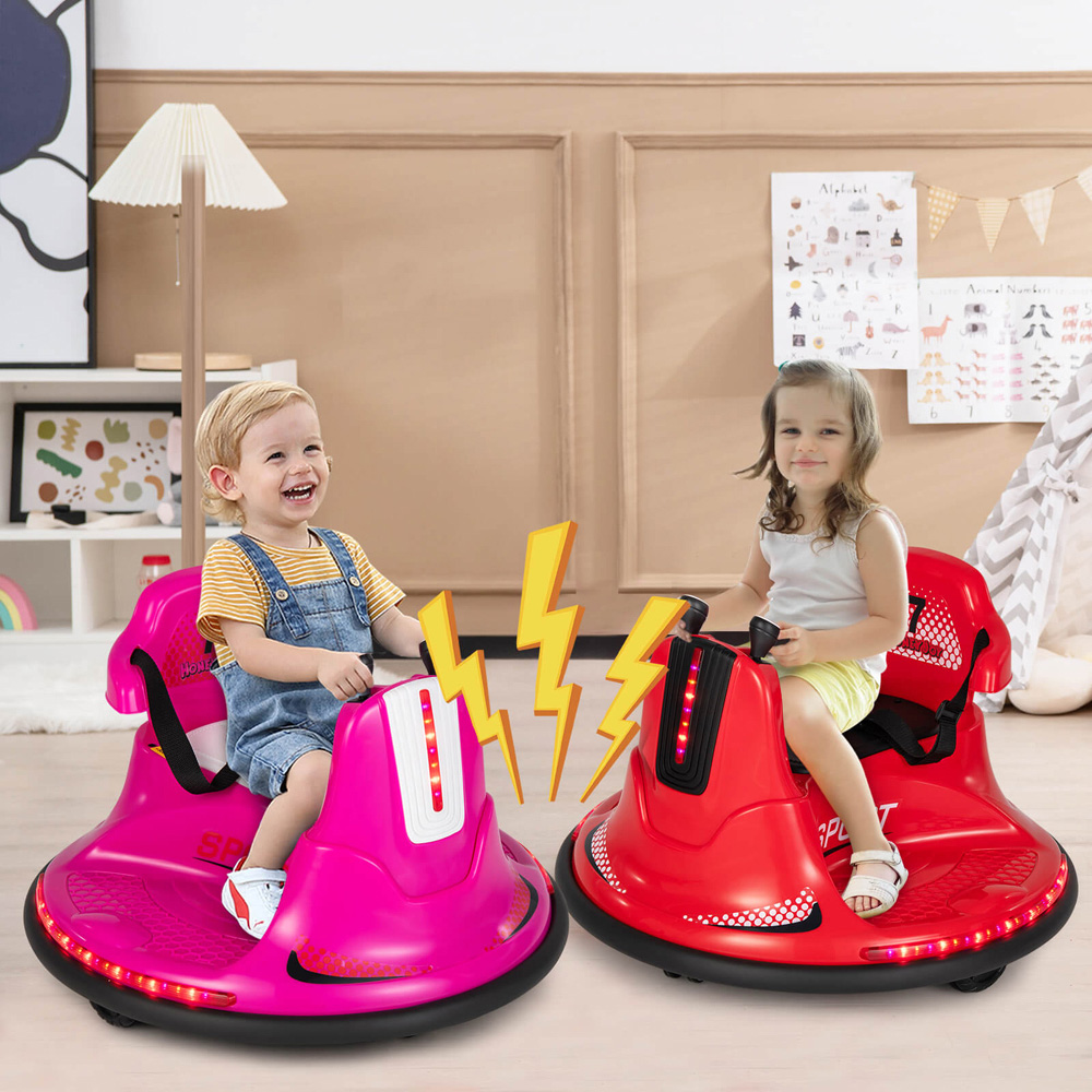 Costway Kids Pink Electric Ride On Bumper Car with Dual Joysticks and Remote Control 12V Image 2