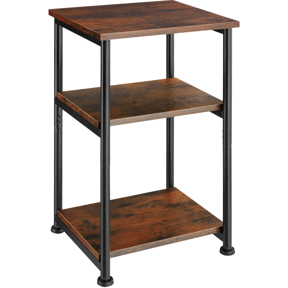 tectake Memphis 2 Shelf Dark Rustic Wooden Side Table Image 2