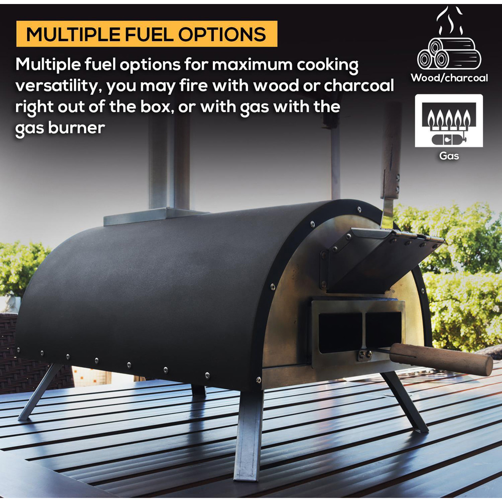 Haven Black and Silver Gas and Wood Fuel Pizza Oven Image 6